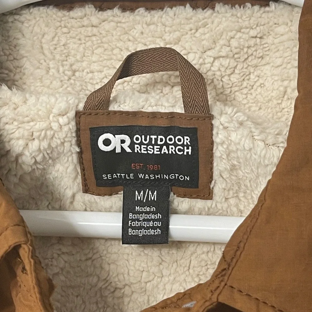Outdoor Research Womens Lined Chore Jacket Saddle Brown Sherpa Medium Hiking NEW - Picture 6 of 12